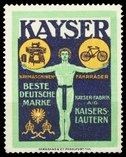 Kayser Nahmaschinen Fahrrader Mann blau grun 2 Rad